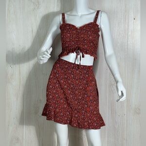Floral Skirt and Cropped top Set ,resort wear Small